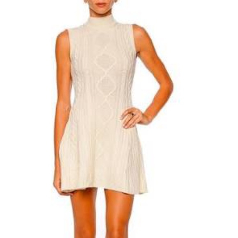 NWT Staud Charade Ivory Cable Knit Mini Dress